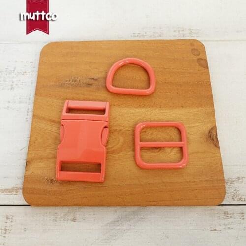 20pcs/lot(metal buckle+adjust buckle+D ring) for 20mm and 25mm webbing DIY cat dog collar accessory 7 colours