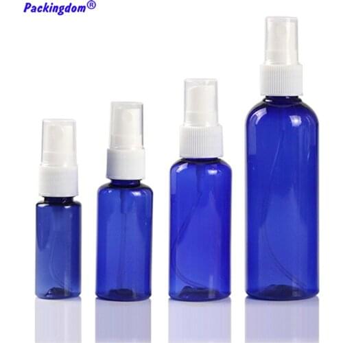 20pcs Plastic Travel Spray Bottle Empty Blue Refillable Mist Atomizer Cosmetic Moisturizing Water Packaging 20ml 30ml 50ml 100ml