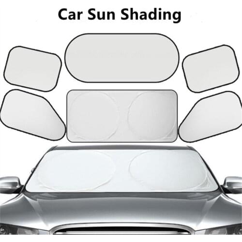 6 Pieces/Set Car Sunshade Windshield Covers Auto Window UV Protection Shield Reflective Sun Block Front Rear Back Side Foldable