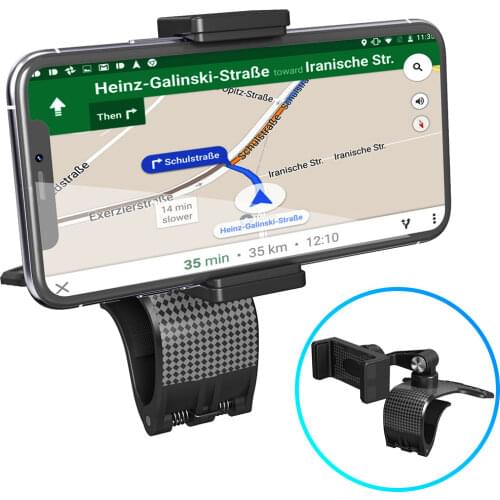 Cell Phone Holder for Car 360 Degree Rotation Dashboard Clip Mount Car Phone Stand Compatible for iPhone 11/ 12 Pro Max XS