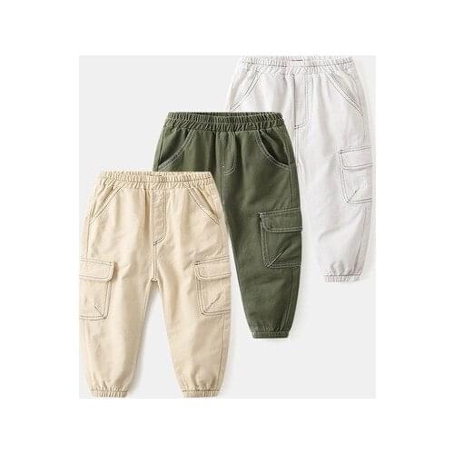 2021 New Spring Childrens Clothing Baby Boys Cargo Pants Children Casual Pants Boys Pocket Fashion Solid Casual Pants Trousers