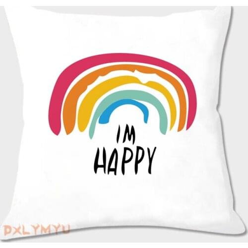 Decorative Pillow Kids Room Living Room Sofa Decoration Throw Pillow Seat Back Cushion Rainbow Print Pillowcase 45x45