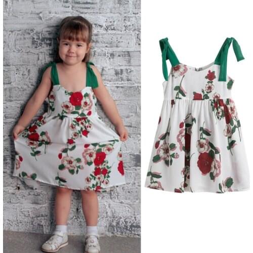 Baby Kids Summer Dresses For Girls Sling Sleeveless Floral Princess Dress Toddler Kids Holiday Party Clothes Children Sundress
