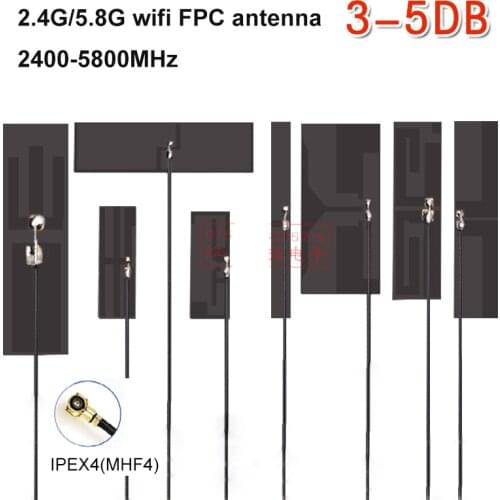 2pc 2.4G 5.8G dual Band FPC Flexible antenna internal wifi bluetooth Omnidirectional high gain stick-up IPEX4 MHF4 M.2