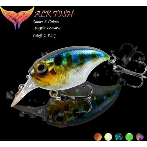WALK FISH 1PCS 60mm/8.5g Crankbait Minnow Floating Fishing Lure Wobblers 3D Eyes Hard Lures Round Diver Bait Bass Fishing Tackle