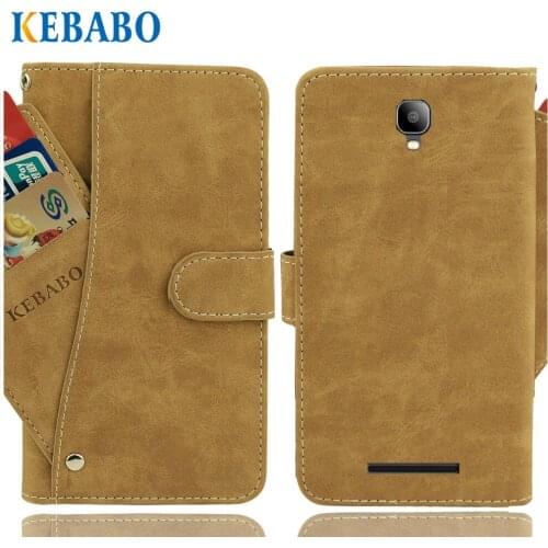 Leather Wallet Fly Champ FS529 Case 5" Flip Vintage Leather Front Card Slots Cases Cover Business Phone Protective Bags
