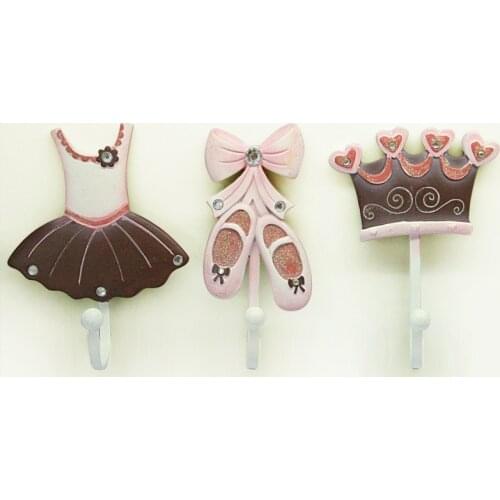 Beautifully Crown Ballet Shoes Three-piece Garden Wall Mounted Hook Dress Hat Coat Hanging Hanger Bathroom Robe Hooks