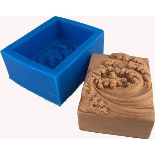 Square Sea Wave Silicone Soap Mold Fondant Mousse Cake Chocolate Baking Tool Ocean Wave Soap Mold