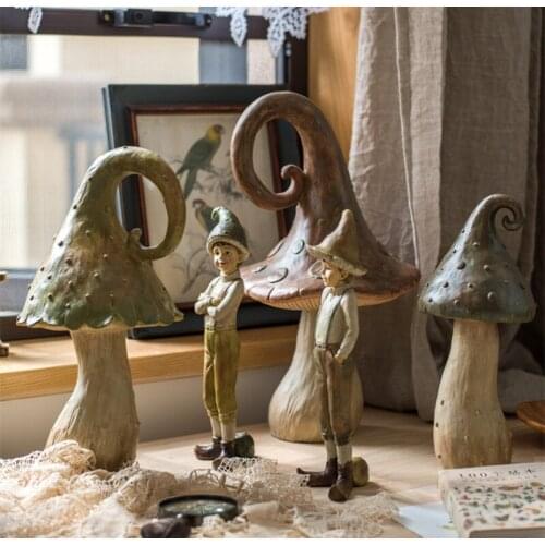 [MGT] European Creative resin sculpture forest boy Mushroom home garden decoration crafts living room decoration statues