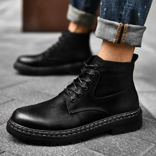Men Boots Men Winter Warm Shoes Man Casual Fashion Men Ankle Boots Male Leather Footwear Genuine Leather Shoes