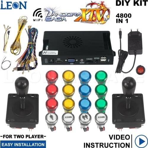 Kit Arcade Pandora Box Saga 14 Led Arcade Button Pack Illuminated Spantsh Style Arcade Joystick Acrylic Pandora Box With Wifi
