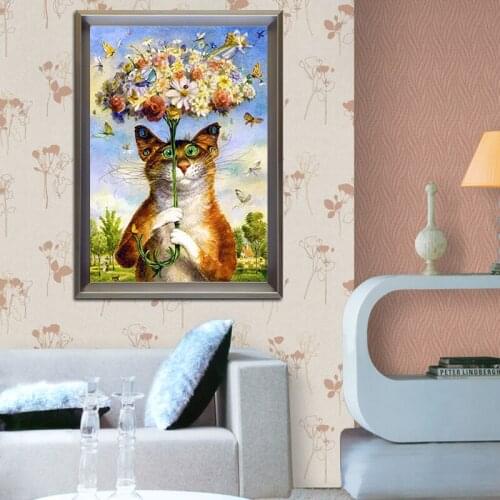 Golden Panno Cross Stitch Embroidery Kits 14CT Cat Animal Cotton Thread Painting DIY Needlework DMC New Year Home Decor 02