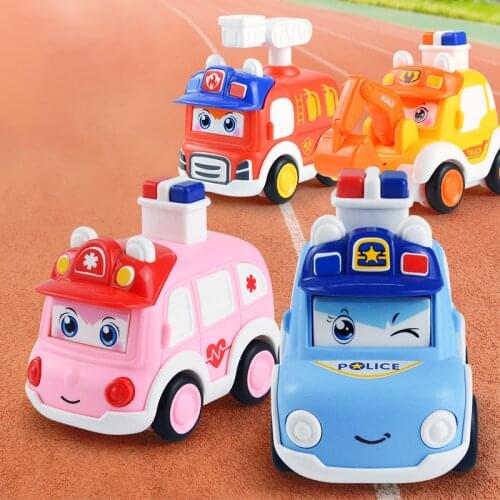 Novelty Police Car Ambulance Fire Truck 4 Styles for Kids High Quality Car Birthday Gift Pressing Car Toys Cartoon Models Gifts