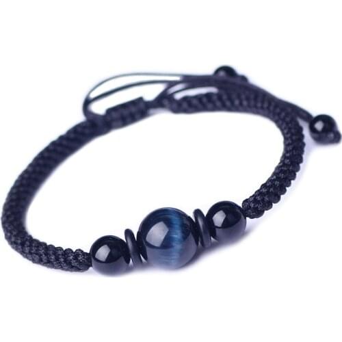 New Natural Blue Tiger Eye Stone Bracelet DIY Hand knotting Design Bring Health Wealth Lucky Women Jade Beads Jewelry Female