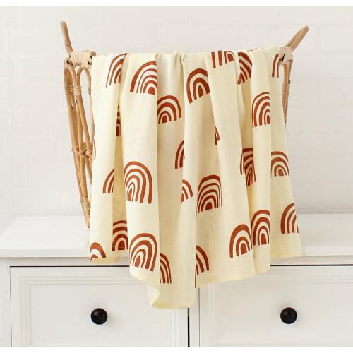 120x120cm Rainbow Bamboo Cotton Baby Blanket Soft Muslin Swaddle Blanket Swaddle Set Newborn