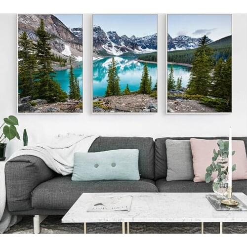 Lake Forest Stone Mountain Canvas Painting Poster Landscape Picture Scenery Nature Wall Art Print Nordic Decoation