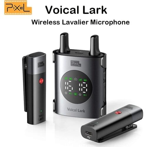 Pixel Voical Lark Wireless Microphone System 2.4G Lavalier Lapel Mic Receiver Kit Reduce noise for Phone camera DSLR Tablet