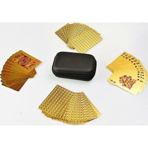 Plastic Playing Cards Waterproof Gold Foil Poker Set With EVA Hard Case Board Game Cards Storage Package Nice Gift