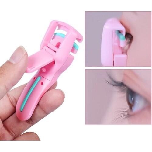 Portable Mini Eyelash Curler Makeup Tool Beauty Clip Tweezers Eyelash 5 seconds curl with 2 Article Pad