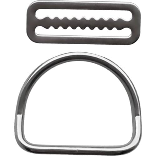 316 Stainless Steel Scuba Diving Weight Belt Keeper with Bent D Ring for Standard 5cm / 2 inch Webbing Strap