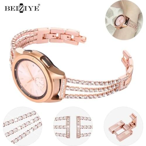 22mm 20mm Stainless Steel Diamond band For Samsung Galaxy Watch 3 41 45mm Gear S3 46mm 42mm Bracelet Correa for Gear S3 S2 strap