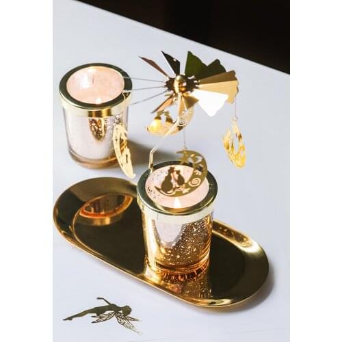 Christmas Candle Holder With Carousel Glass Star Gold Christmas Table Centerpiece Candle Holders Romantic Gold Home Decor Decor