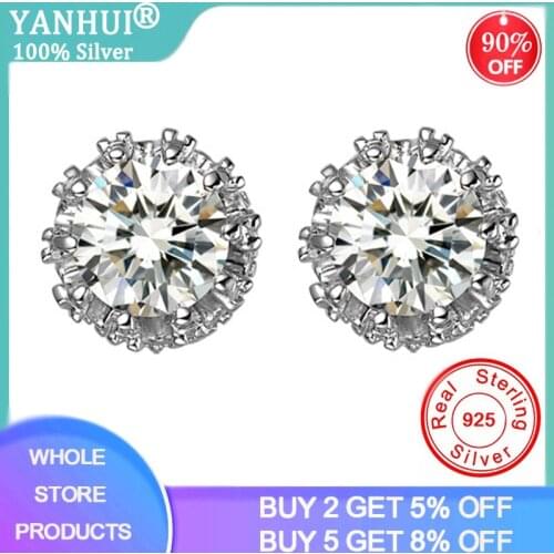 With Certificate 2020 New Fine Luxury 925 Sterling Silver 8mm Small Lab Diamond Stud Earrings For Women Christmas Gift Jewelry