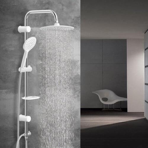 Bathroom Faucet Matte White Rain Shower Bath Faucet Wall Mounted Bathtub Shower Mixer Tap Shower Faucet Shower Set Mixer Rained