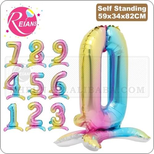 Standing toys for children 40 Inch Rainbow Gradient Number 0-9 Foil Digital Balloons For Birthday Party funny present brinquedos