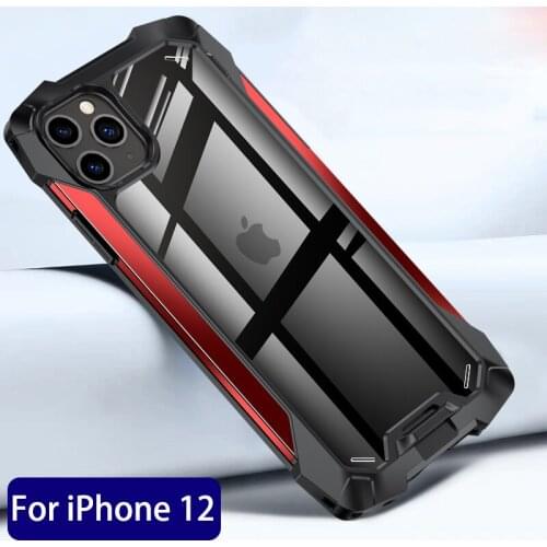 Heavy Duty Protection Armor Silicon Metal Phone Case for iPhone 12 iPhone 11 Pro iPhone 12 Pro Max Shockproof Cover R-just