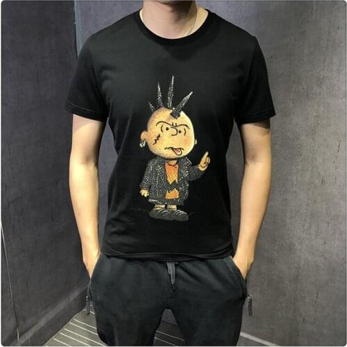 High quality mens T-shirt 100% cotton pattern printed fashion short sleeve