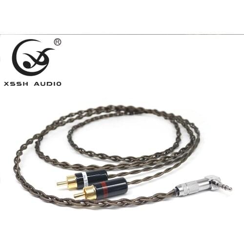 XSSH YIVO HIFI Silver plated Aux 3.5mm Headset Plug to 2 RCA Audio Signal line Computer Headphone Plug Connection Cable Cord