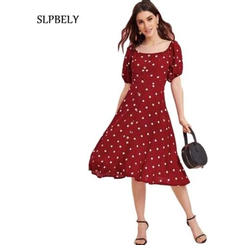 SLPBELY Womens Polka Dot Long Dress Summer Beach Chiffon Dresses Casual Holiday Party Dresses Vacation Sundress Maxi Dress