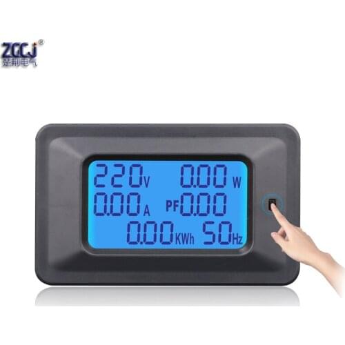 LCD display 5000W AC 20A current voltage power factor power energy frequency panel meter multifunction A,V,W,Pf,Kwh,Hz meter