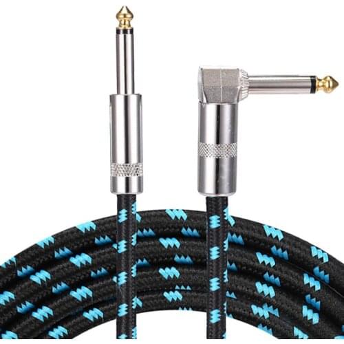 10 Ft Guitar Cable Right Angle 1/4 Inch Premium Instrument Bass Cable AMP Cord To Straight for Electric Guitar Bass Keyb