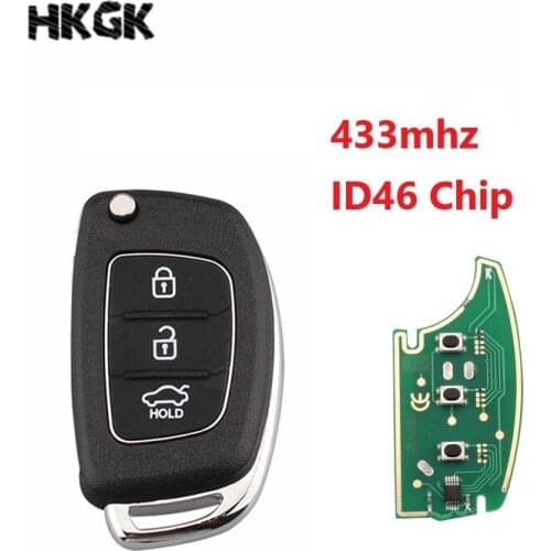 3 Button Remote key 433MHZ ID46 Chip TOY40 blade For Hyundai New IX35 IX25 IX45 Elantra Santa Fe Sonata