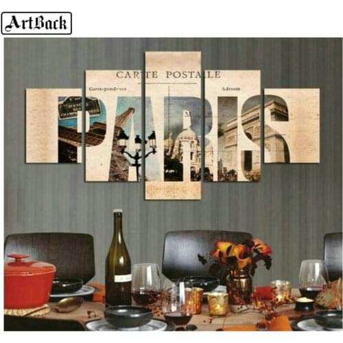 5 spell diamond painting Paris icon full square drill landscape pattern diamond mosaic 3d diamond embroidery