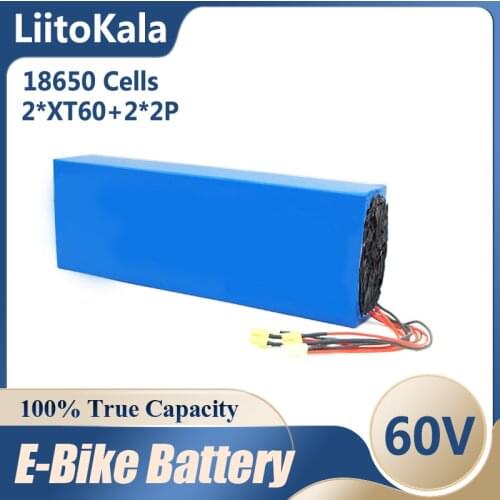 LiitoKala 60V Electric Scooter Battery with double charging ports fast charging Lithium Battery Pack 67.2V Ebike Scooter Battery