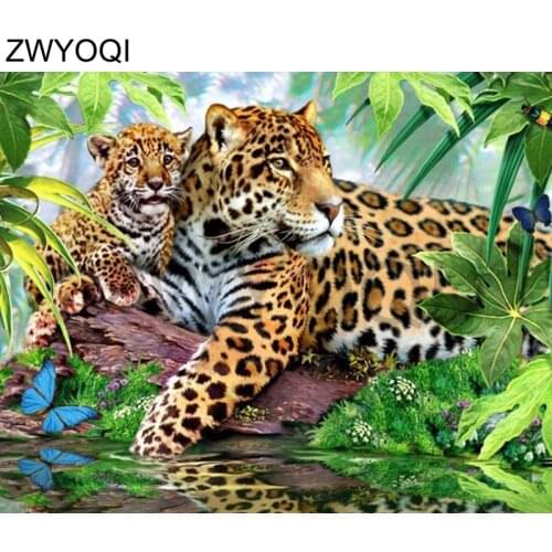 Full Round Diamond mosaic leopard Full Square Diamond painting leopard animal tiger DIY Diamond embroidery Cross stitch leopard