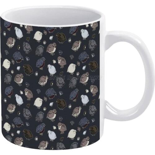 Button Quail Pattern White Mug White Ceramic Tea Cup Birthday Gift Milk Cups and Mugs Quail Farm Farm Animals Quail Pattern Quai