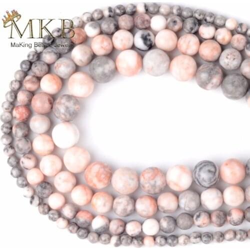 Wholesale Natural Round Pink Zebra Jaspers Stone Loose Beads For Jewelry Making Bracelet 6 8 10 12mm Spacer Beads Diy Jewellery