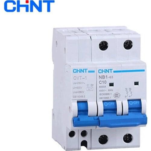CHINT OVT-1 NB1-63 POV-1 Over Voltage Protection Sobretensiónes permanente 40A 20A 25A 32A 63A Miniature Circuit Breaker MCB