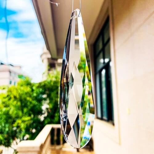 Long Mesh Crystal Pendant 120mm Prism Rainbow Maker Lamp Parts Hanging Pendant Home DIY Decordiy Bead Curtain Porch Loose Bead
