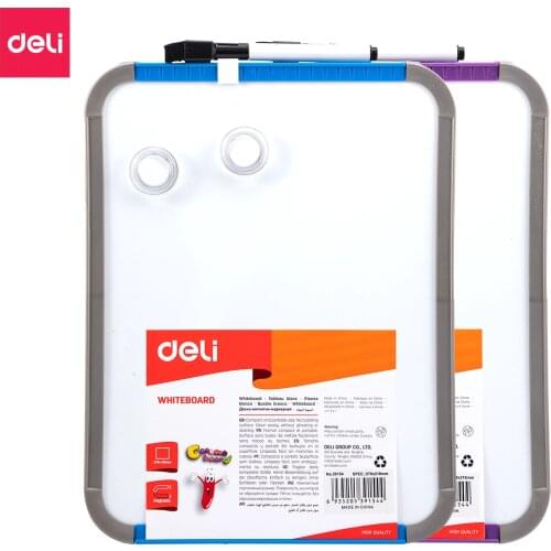 Deli Easy Carry Whiteboard with Marker Magnet Eraser School Memo Writing Drawing Board for Kids Children White Boards