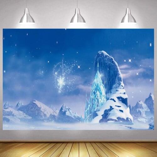 Snow Squeen Photo Backdrop Happy Birthday Party White Mountains Photography Background Photocalls Banner