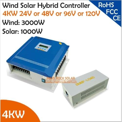 4KW (3KW Wind+1KW Solar) 24V/48V / 96V/120V Wind Solar Hybrid Controller with Free dump load for Gel, Sealed or Flooded battery