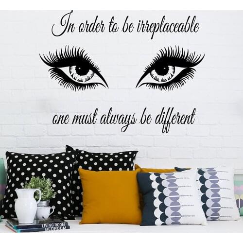 Beauty Salon Art Quote Wall Decals In Order To Be Irreplaceable Eyes Eyelashes Makeup Wall Decal Vinyl Beauty Salon Decor X405