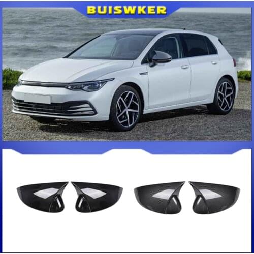 For Volkswagen Golf MK8 VIII 8 Side Mirror Covers Caps (Carbon Look) 2020 2021 2022 for VW Glossy black wing rearview