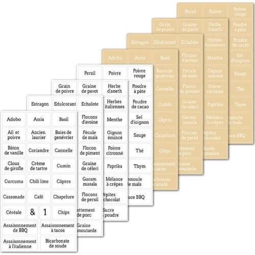 Creative Spice Stickers Transparent Waterproof Food Self-Adhesive French Sticker Storage Tank Container Pantry Label R2A9