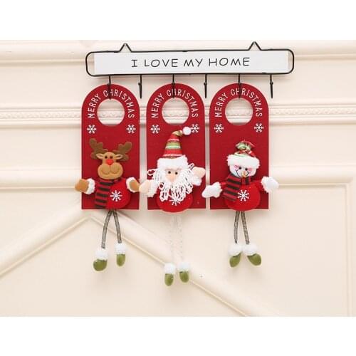 Creative Christmas Door Hanging Doll Santa Snowman Deer Ornaments Sign Pendant Xmas Home Decor